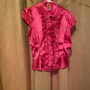 Hera pink silk girls blouse size large